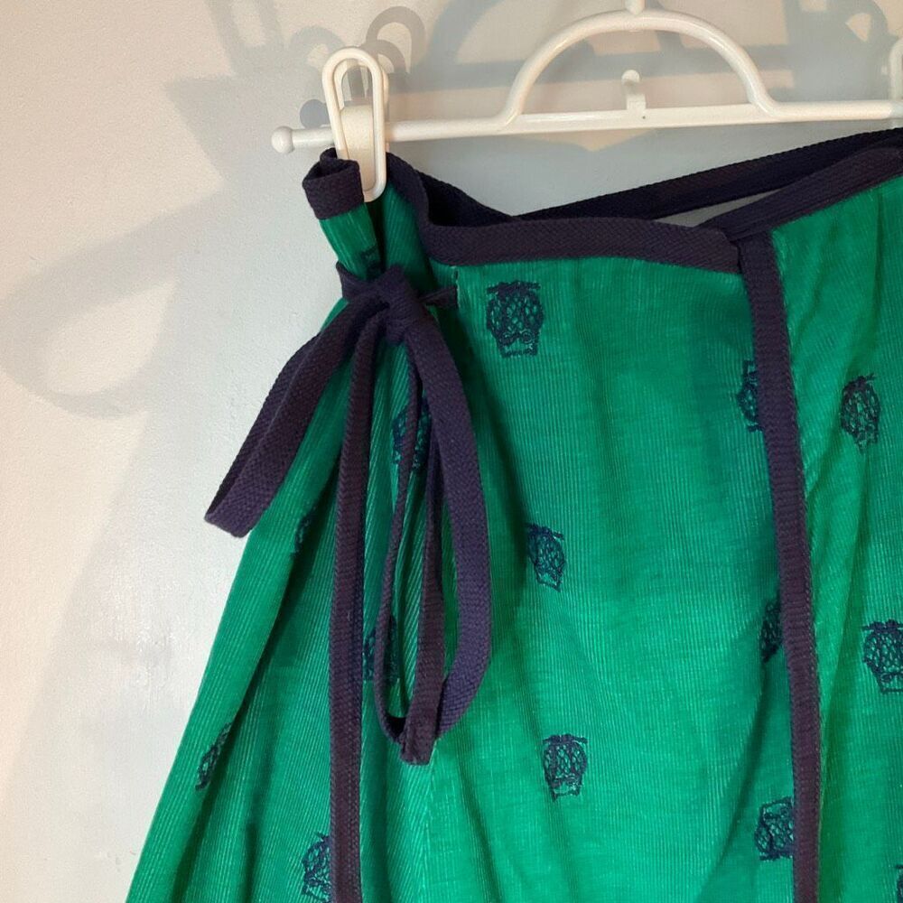 Vintage Mr Hank Corduroy Wraparound Owl Midiskirt. Green and Navy One Size - Picture 8 of 13